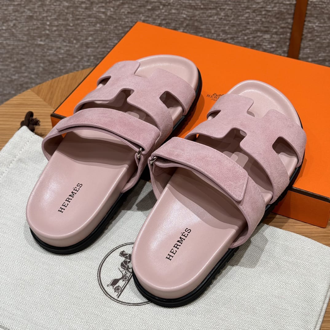 Sandales Chypre Hermès Rose Daim