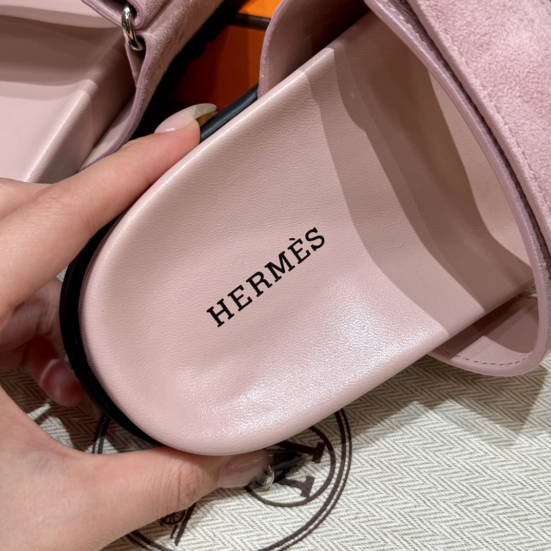 Sandales Chypre Hermès Rose Daim