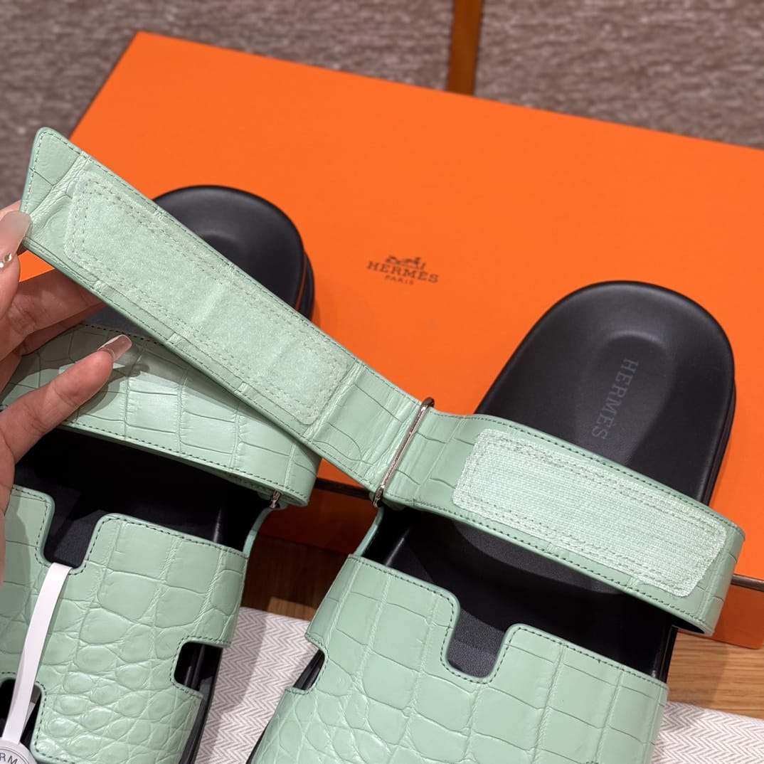 Sandales Chypre Hermès Bleu Caïman