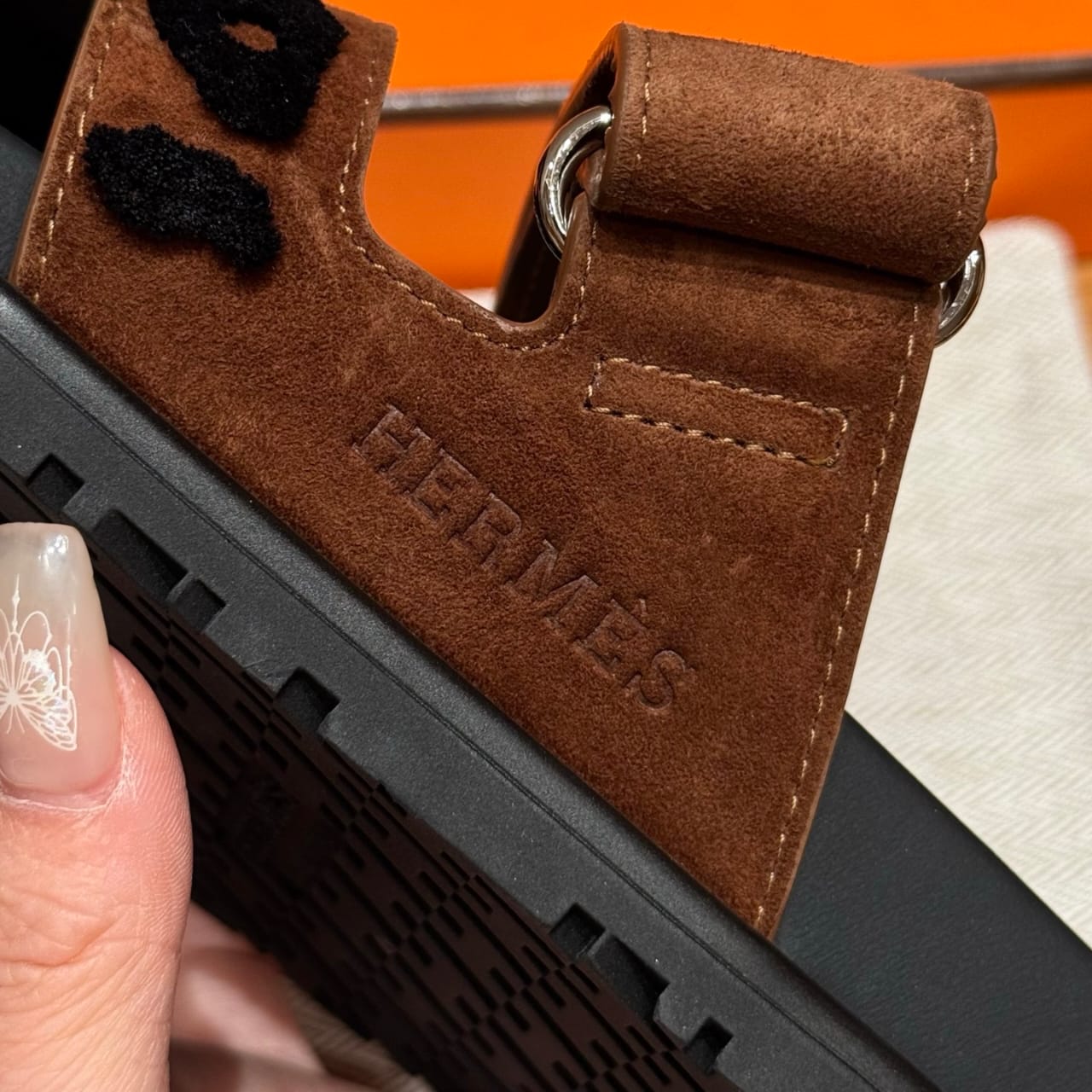 Sandales Chypre Hermès Bleu Marron Léopard