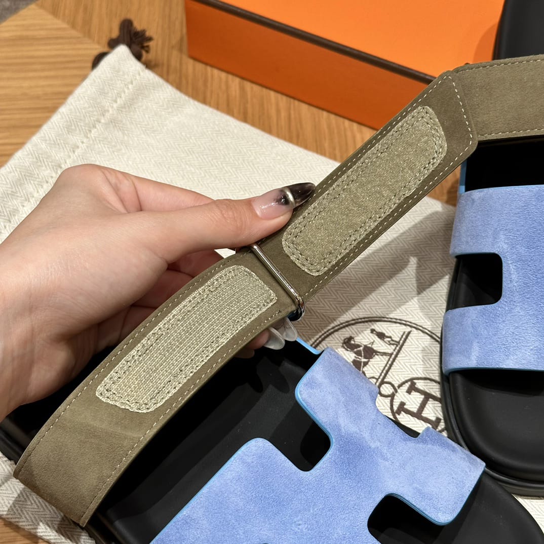 Sandales Chypre Hermès Bleu Kaki