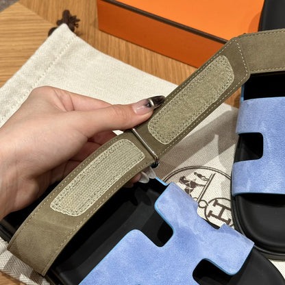 Sandales Chypre Hermès Bleu Kaki