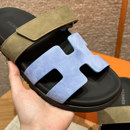 Sandales Chypre Hermès Bleu Kaki